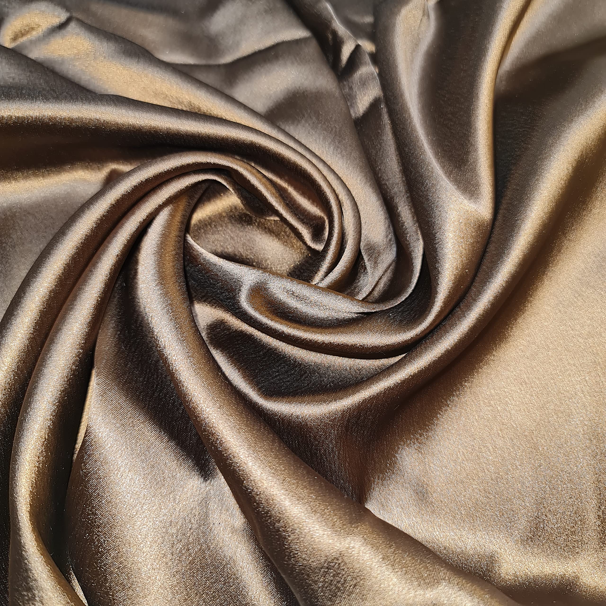 Glossy Charmeuse Silk Satin Bridal Dress Polyester Lining Craft Fabric 44" Meter (2 Meter, Brown)