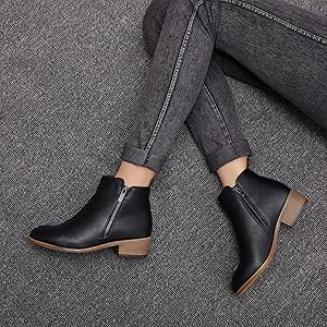 low heel booties amazon