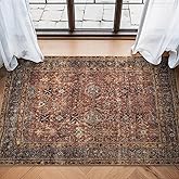 Bloom Rugs Washable Non-Slip 3' x 5' Rug - Terracotta/Mustard Traditional Area Rug for Living Room, Bedroom, Dining Room, and Kitchen - Exact Size: 3' x 5'