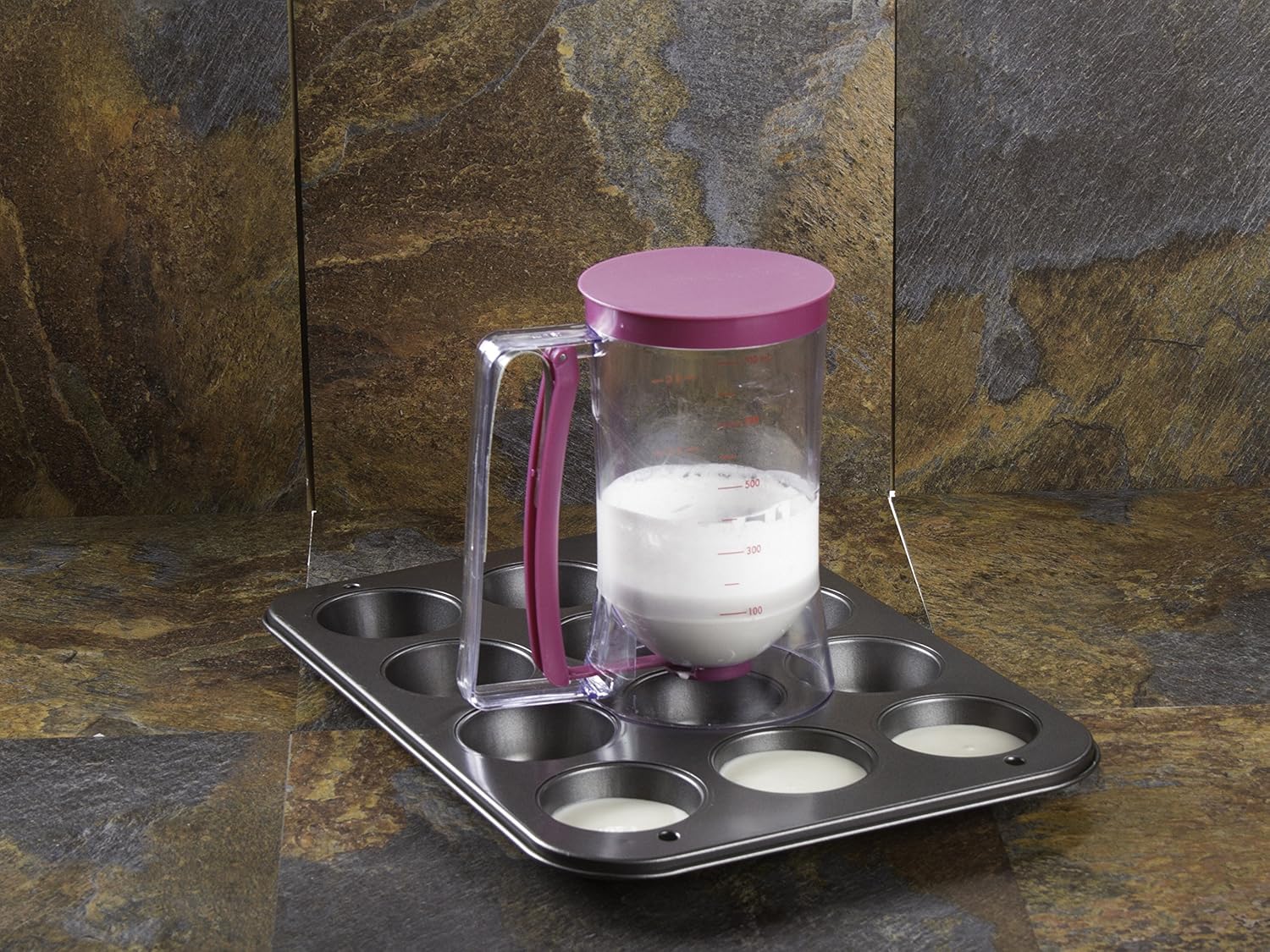EZ Pancake Batter Dispenser 4 Cup Waffle Muffin Cupcake Batter