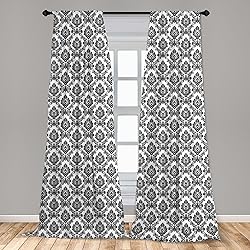 Lunarable Damask Window Curtains, Antique Classic