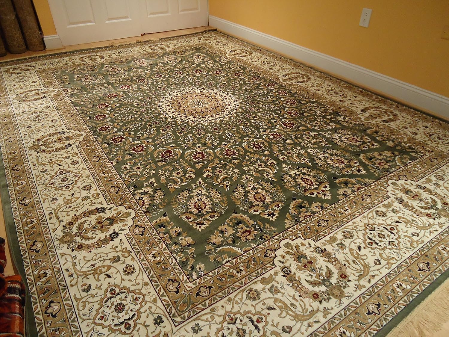 Amazon.com: Large Stunning Silk 8x12 Green Dining Room Rug ...