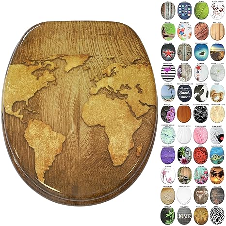 WC Sitz, viele neue WC Sitze zur Auswahl, hochwertige Oberfläche, stabile Scharniere, leichte Montage (World Map)