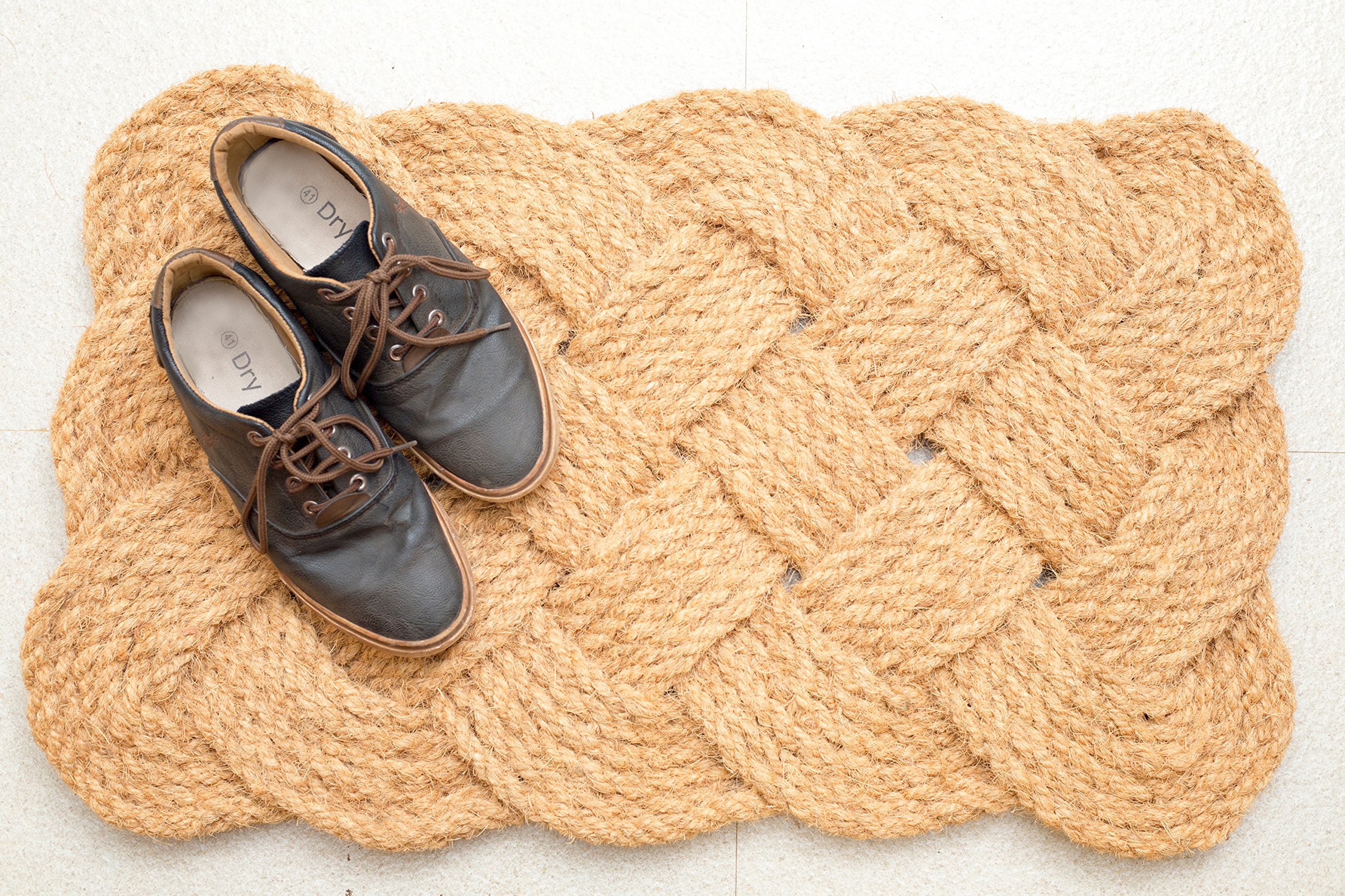 IRONGATE - Natural Jute Rope Woven Doormat - Set of 2-18x30-100% All Natural Fibers Nautical Mat - Classic Interwoven Rope Design Entryway Doormat - Image 2