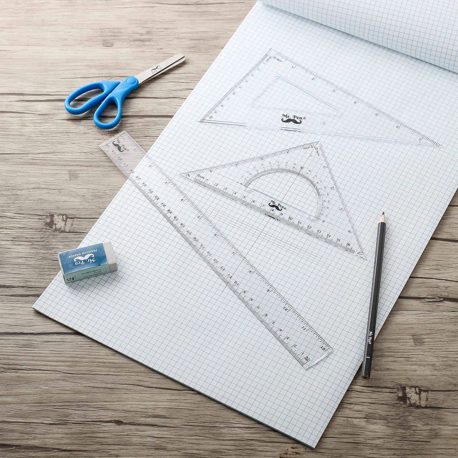 Mr. Pen- Triangle Ruler, Square and Ruler Set, Ruler Set, 3 Pack, Set Square, Geometry Set, Square Ruler, Protractor for Geometry, School Geometry Set, Math Protractor, Geometry Rulers, Math Ruler : Office Products