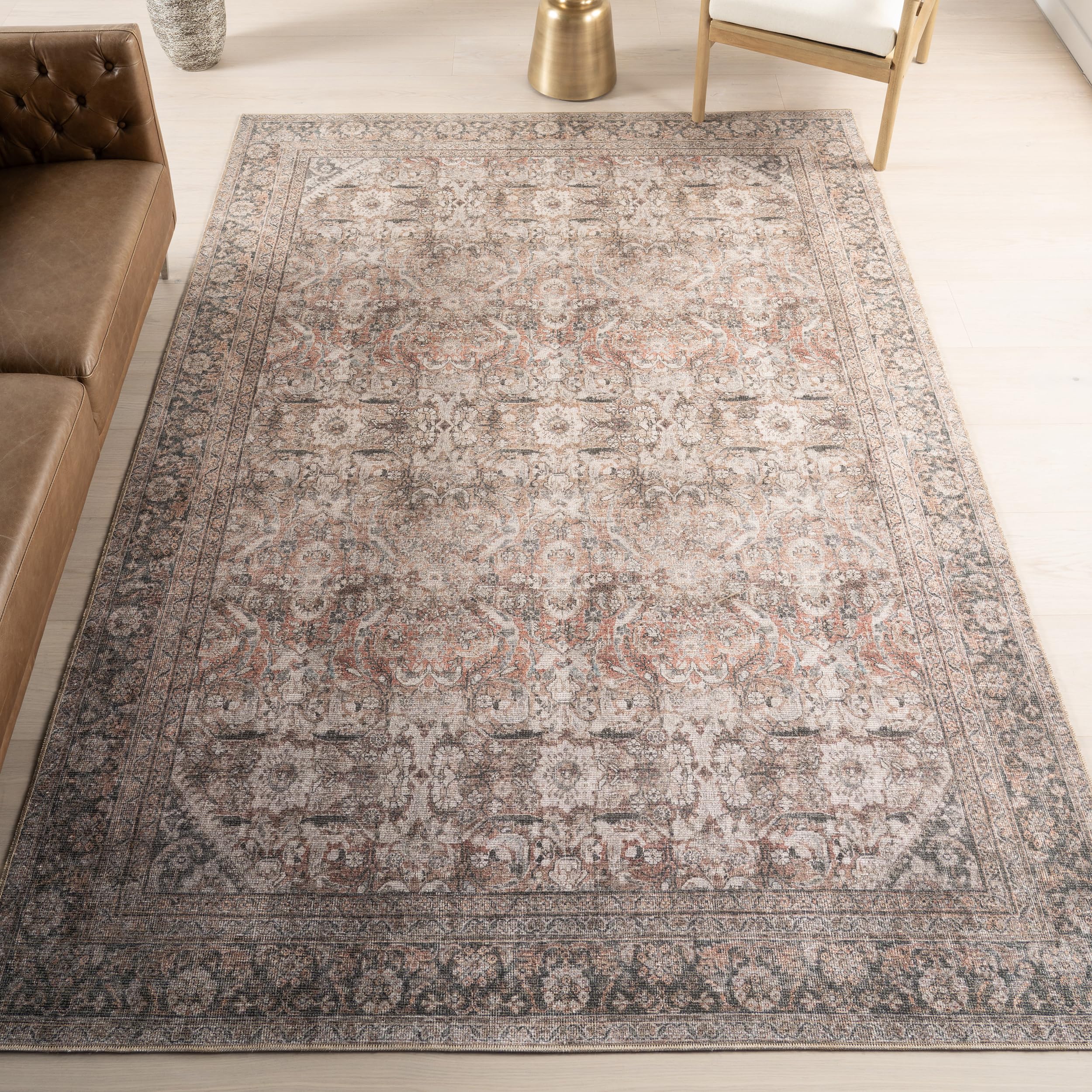 Photo 1 of **DIRTY FROM TRANSPORT **nuLOOM Hillstone Collection 5' x 8' Area Rug, Traditional Vintage Distressed Medallion, Thick and Soft, Durable Non-Shedding Low Pile Poly/Jute Blend, Easy to Clean, Living Room, Bedroom