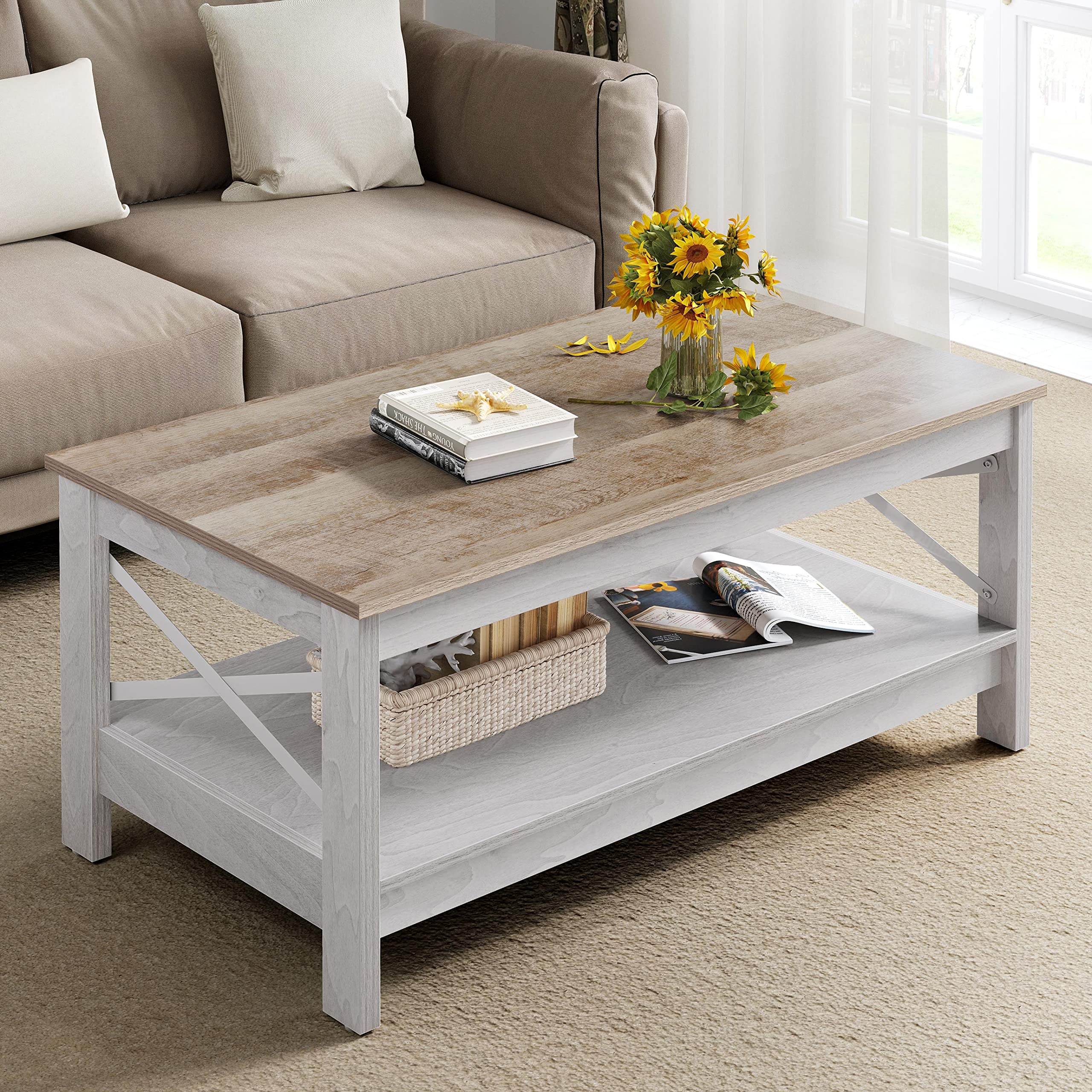 Mua Coffee Table for Living Room,Modern Farmhouse Coffee Table with ...
