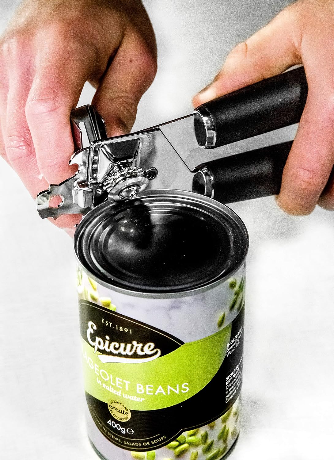 MasterClass Can Opener with Soft Grip Handles, Stainless Steel, 19 cm, Black - Image 5