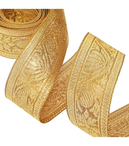 Amazon.com: ZNZAKKA Gold Jacquard Ribbon 3 Yards Embroidered