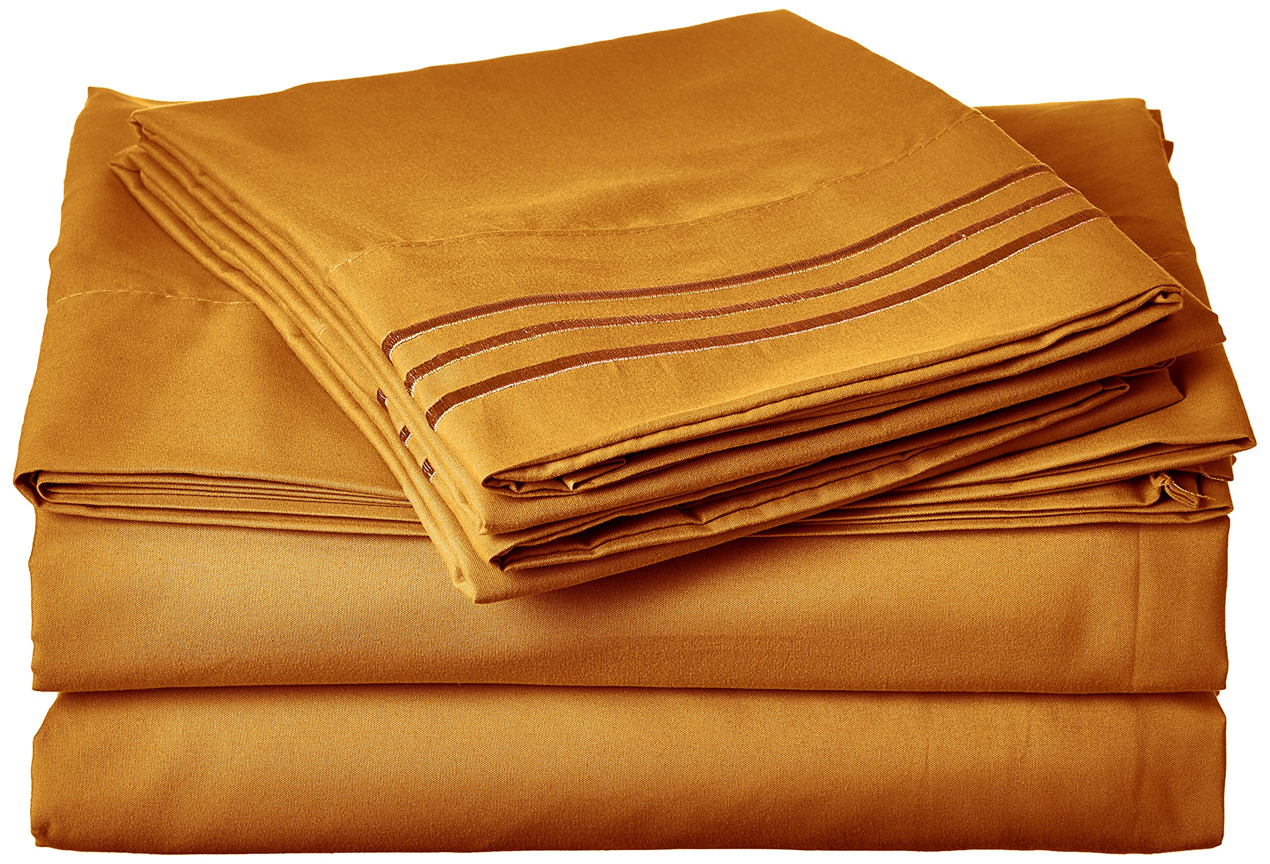 Elegant Comfort 1500 Thread Count - Wrinkle Resistant - Egyptian Quality Ultra Soft Luxurious 4 pcs Bed Sheet Set, Deep Pocket Up to 16" - Many Size and Colors, King, Elite Orange