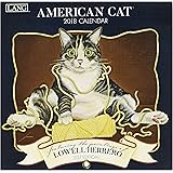 LANG - 2018 Mini Wall Calendar - "American Cat", Artwork by Lowell Herrero - 12 Month - Open Size 7" x 14"