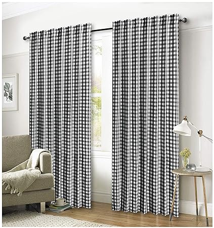 Amazon Com Ramanta Home Gingham Check Window Curtain Panel 100