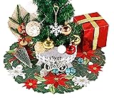GRANDDECO Christmas Tree Skirt 24 Inch Embroidered