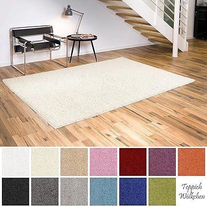 Shaggy-Teppich | Flauschige Hochflor Teppiche für Wohnzimmer Küche Flur Schlafzimmer oder Kinderzimmer | Einfarbig, schadstof