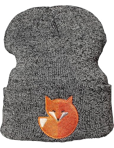 Strickmütze: Fuchs Fox - für Frauen Frau Männer - Wollmütze - Wintermütze - Beanie - Mütze - Seemannsmütze - Seemann - Schwar