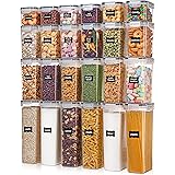 Vtopmart Airtight Food Storage Containers with Lids, 24 pcs Plastic Kitchen and Pantry Organization Canisters for Cereal, Dry