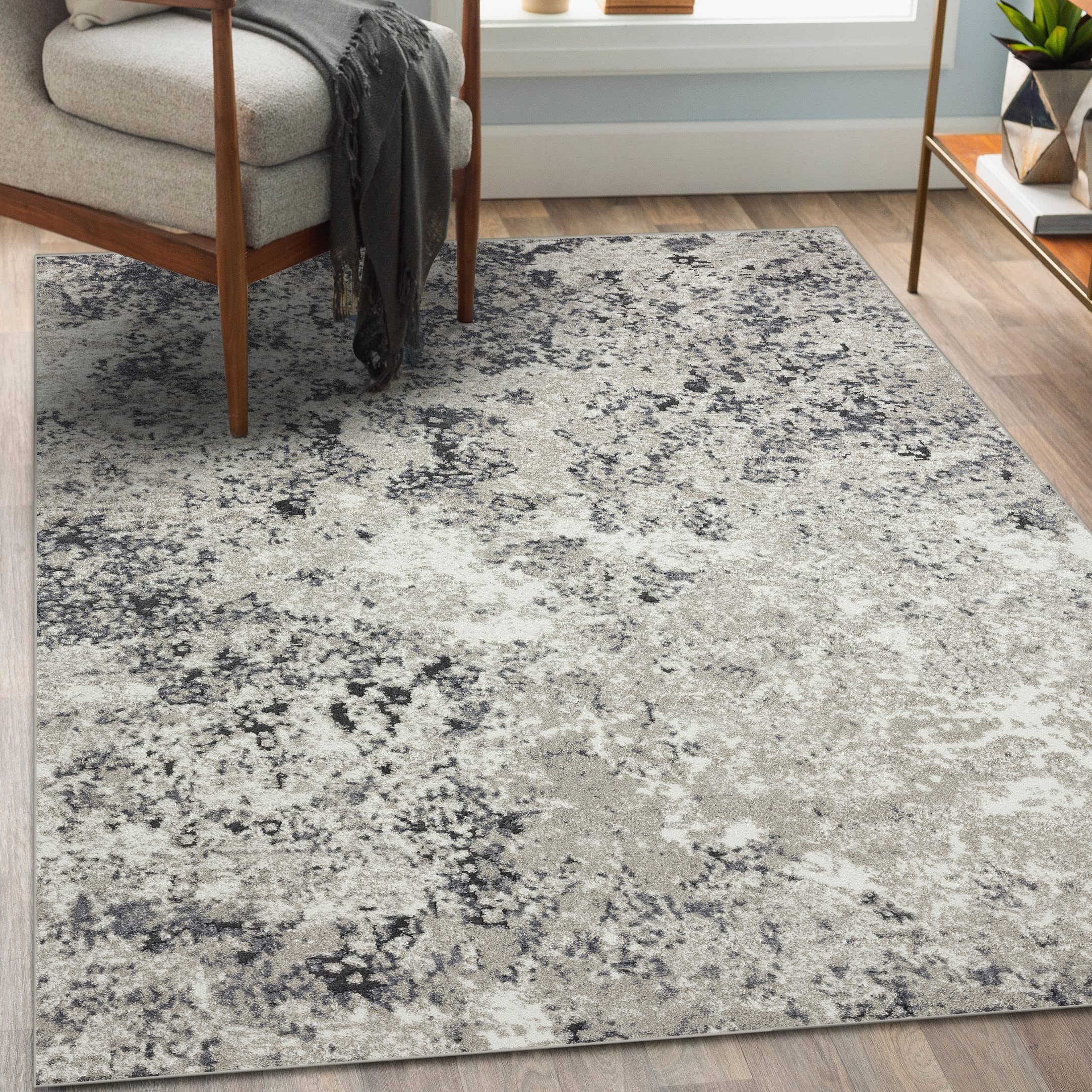 LUXE WEAVERS Abstract Modern Area Rug, Silver 5x7 Image