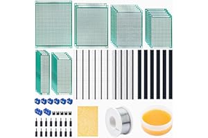Miuzei Double Sided PCB Board Prototype Kit, Prototype Board for DIY Soldering with 6 Sizes Compatible with Arduino, Circuit Board with Male to Female Headers Connector