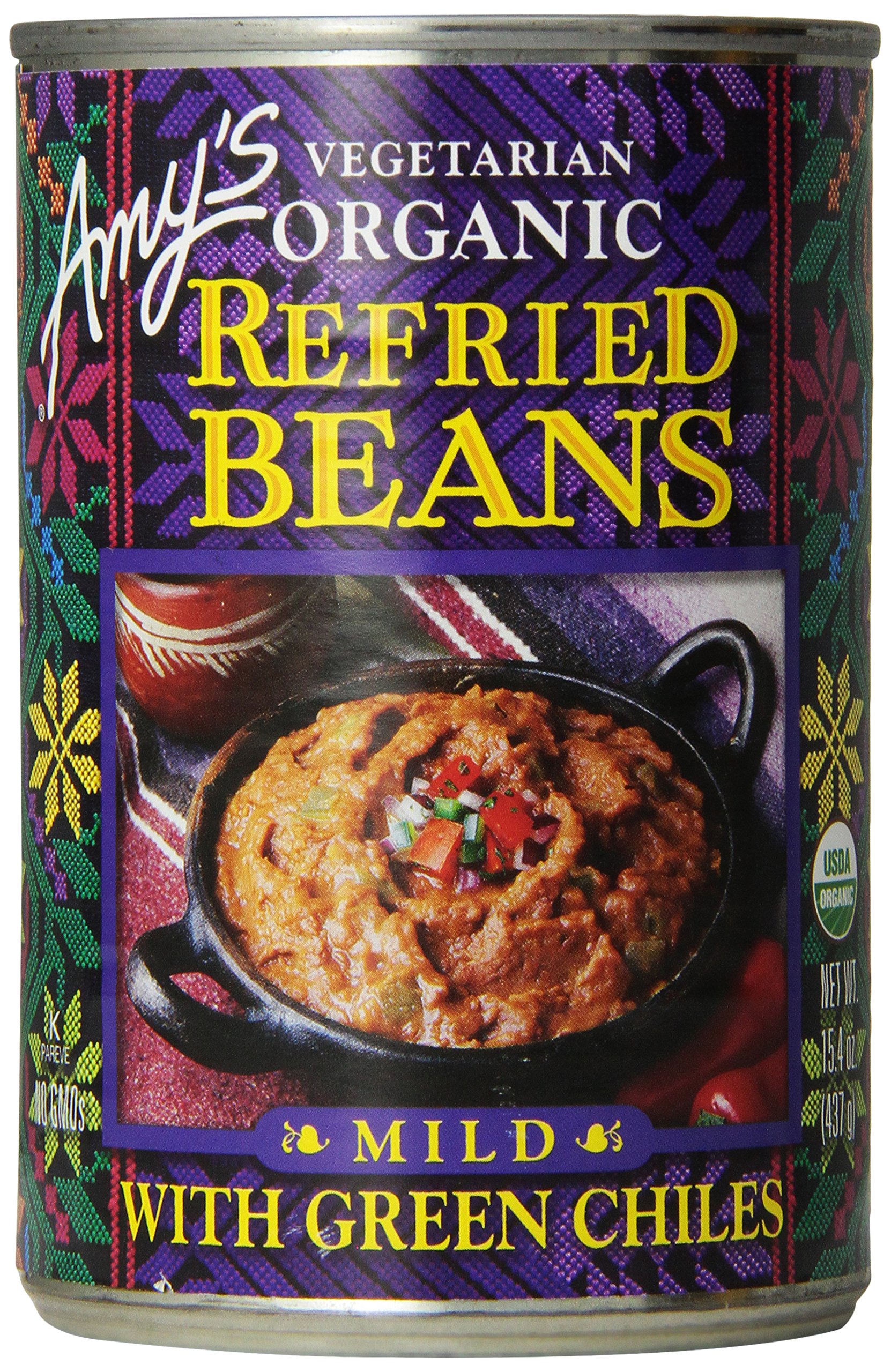 Amy's Organic Refried Beans, Black Beans, 15.4 Ounce (Pack
