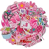 TACVEL 45 Pieces Pink Iron on Patch, Girls Iron on Patches Set, Sew on/Iron on Embroidered Patch Applique for Clothes, Dress, Hat, Jeans, DIY Accessories