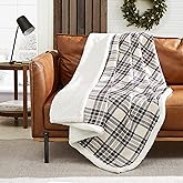 Eddie Bauer - Blanket, Soft Reversible Sherpa & Brushed Fleece Bedding, Perfect for Lounging, Dorm Essentials (Edgewood Plaid Khaki)