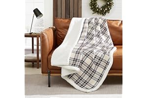 Eddie Bauer - Blanket, Soft Reversible Sherpa & Brushed Fleece Bedding, Perfect for Lounging, Dorm Essentials (Edgewood Plaid Khaki)