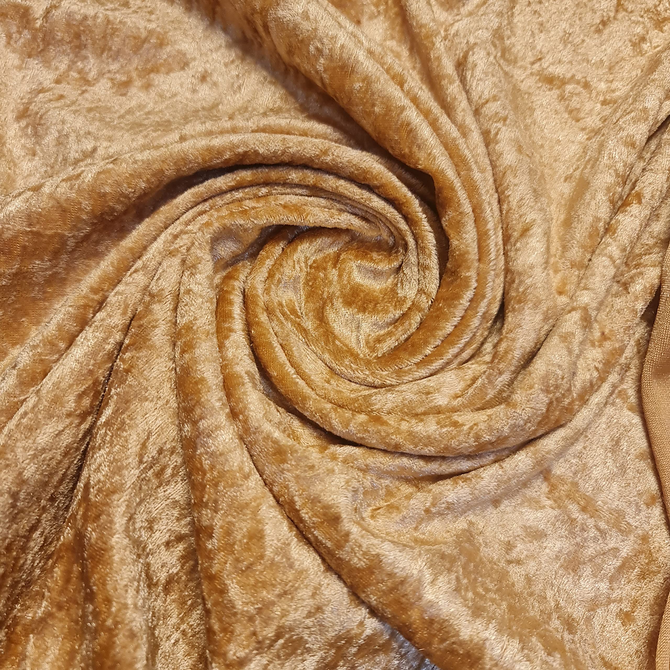 Premium Crushed Velvet Fabric Craft Stretch Velour Material 150cm Extra Wide -EP (Gold, 3 Meter)
