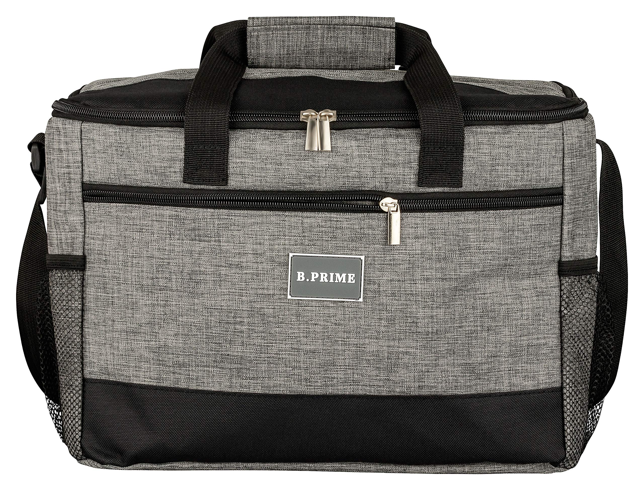 B.PRIME Large 20 litres Insulated Cool Bag - 36 x 26 x 22 cm - Lunch Cooler Bag - Insulated Lunch Bag - Grey — image 1
