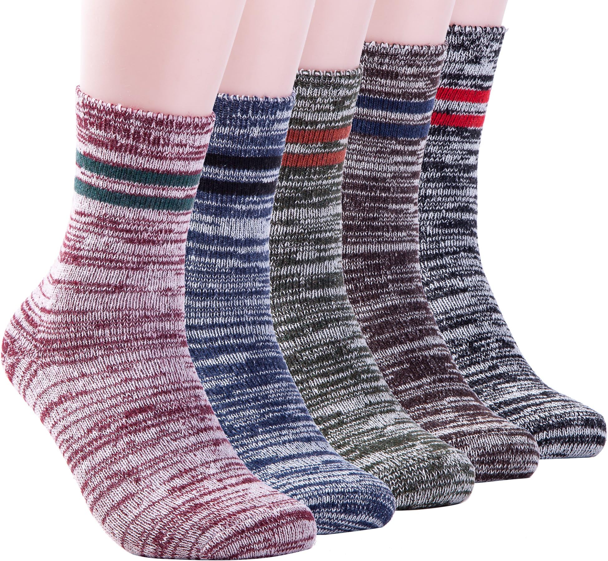 Men's Vintage Warm Wool Fall Winter Sock by AJXMG Pack of 5,Mixed Color