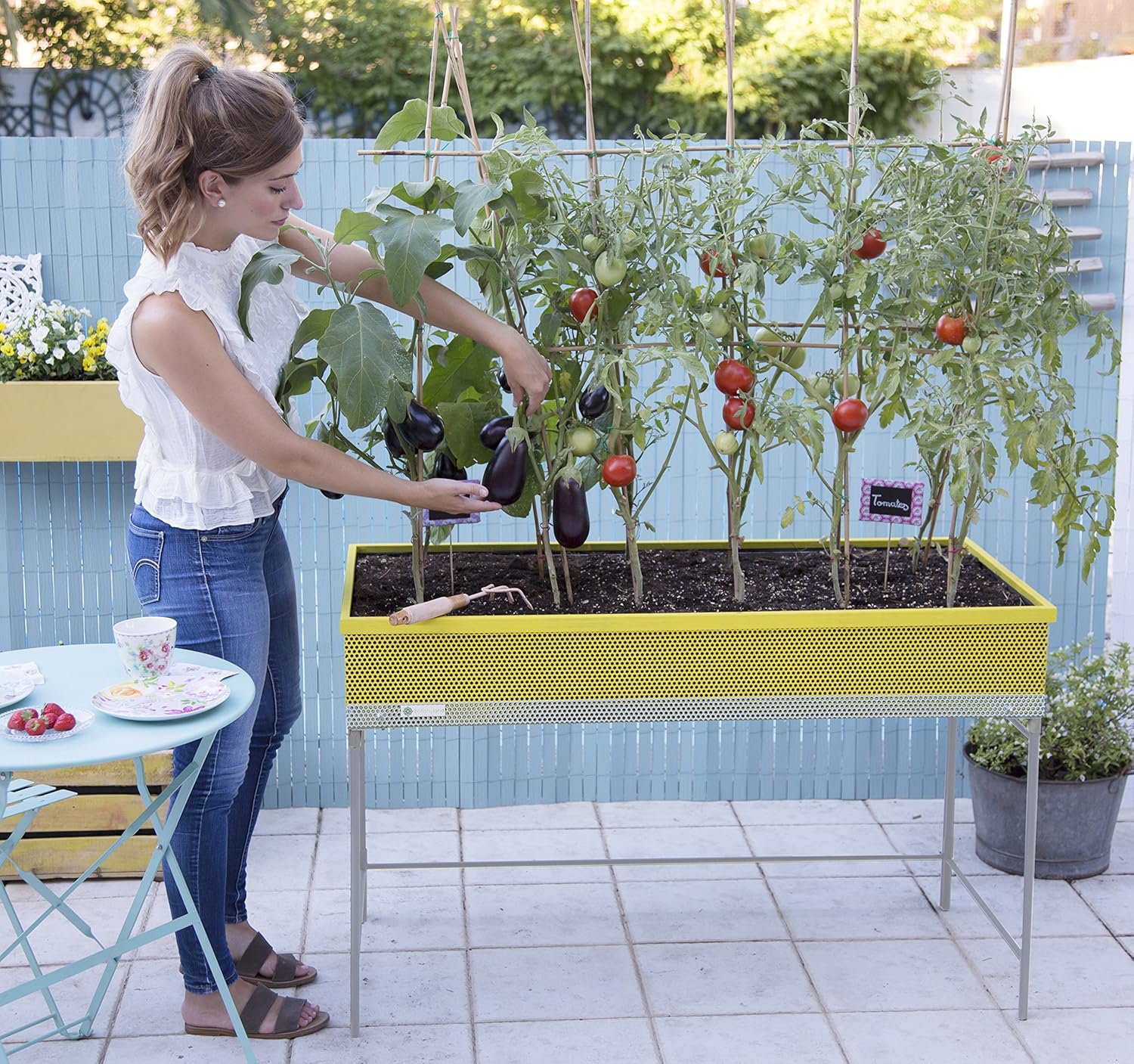 Huerto urbano de metal Green Passion 120x57x80 cm.Color amarillo ...