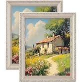 eletecpro 8x10 Vintage Picture Frame, Glass Cover, Silver Beige, 2-Pack | Display Photo 5x7 with Mat or 8x10 without, Horizontal or Vertical, Tabletop or Wall Decor