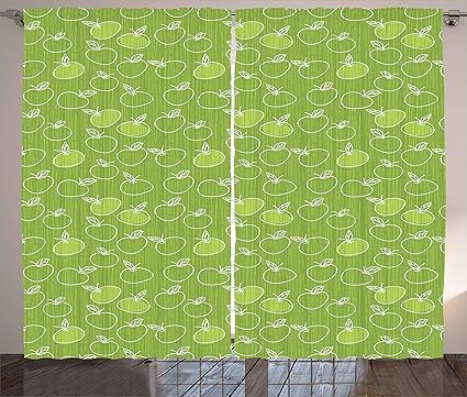 Amazon Com Lunarable Apple Curtains Sketchy Green Backdrop With