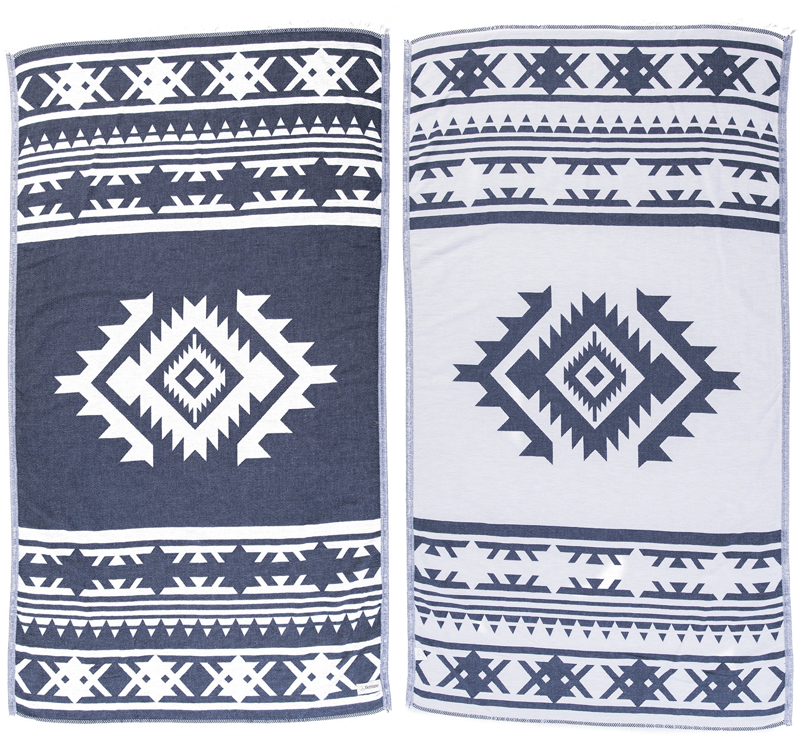Bersuse 100% Cotton - Cozumel Turkish Towel - Dark Blue