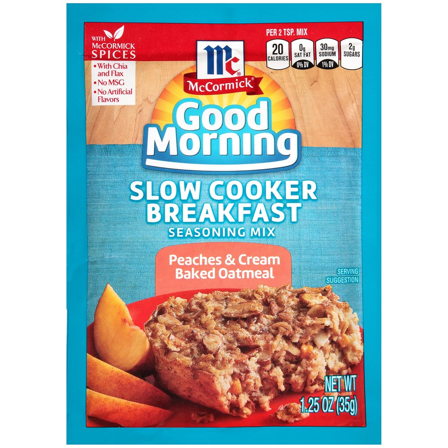 McCormick Slow Cooker Breakfast Seasoning Mix, 1.25 OZ (Peaches and Cream Baked Oatmeal, Pack - 1)