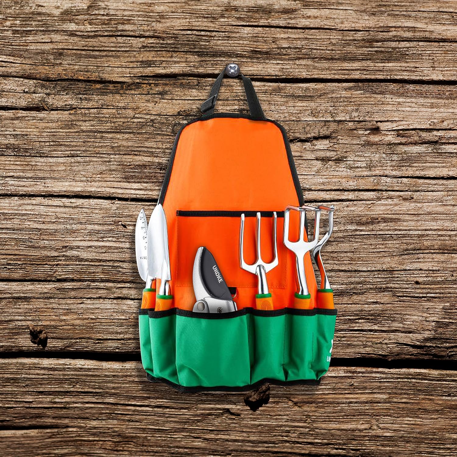 UKOKE Garden Tool Set, 12 Piece Aluminum Hand Tool Kit, Garden Canvas Apron with Storage Pocket, Outdoor Tool, Heavy Duty Gardening Work Set with Ergonomic Handle, Gardening Tools for women men : Garden & Outdoor