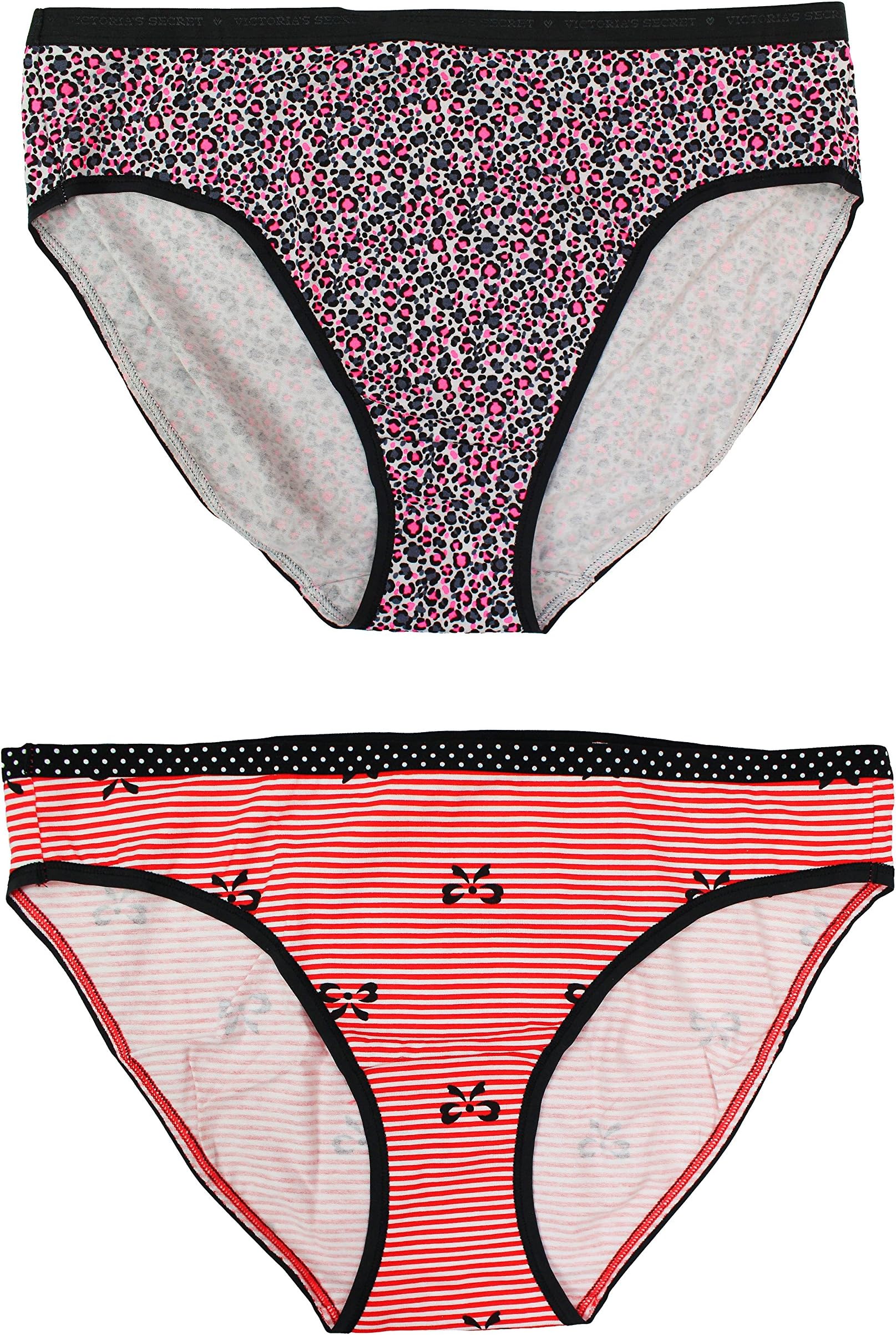 Victoria Secret Bow Stripes/Leopard Bikini/High Leg Brief 2 Pack (L)
