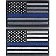 JBCD 2 Pack American Thin Blue Line Flag Patch USA Police Flags Tactical Patch Pride Flag Patch for Clothes Hat Patch Team Military Patch