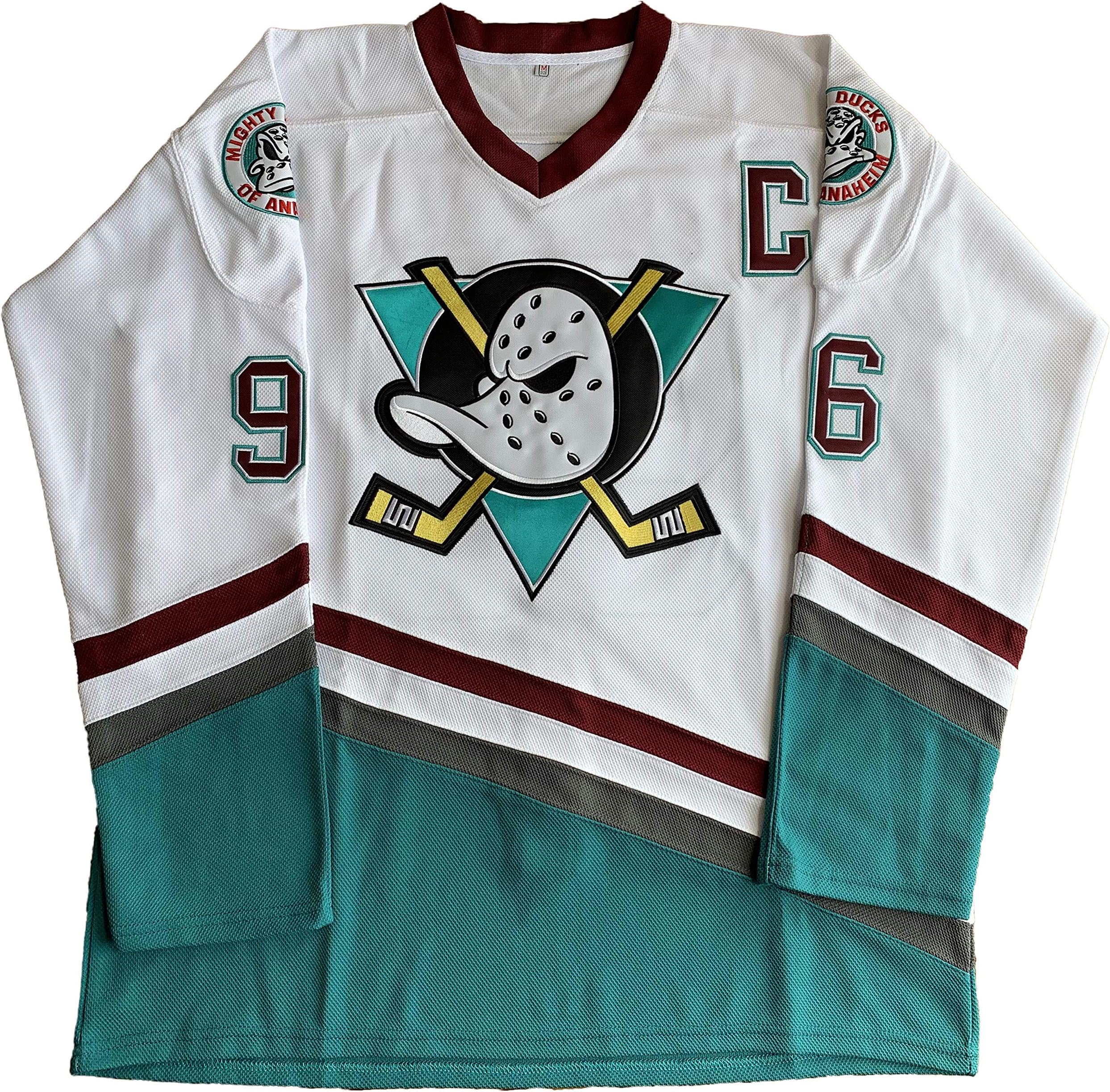 Men Charlie Conway 96 Adam Banks 99 Greg Goldberg 33 Mighty Ducks Movie Ice Hockey Jerseys Stitched Green White S-XXXL