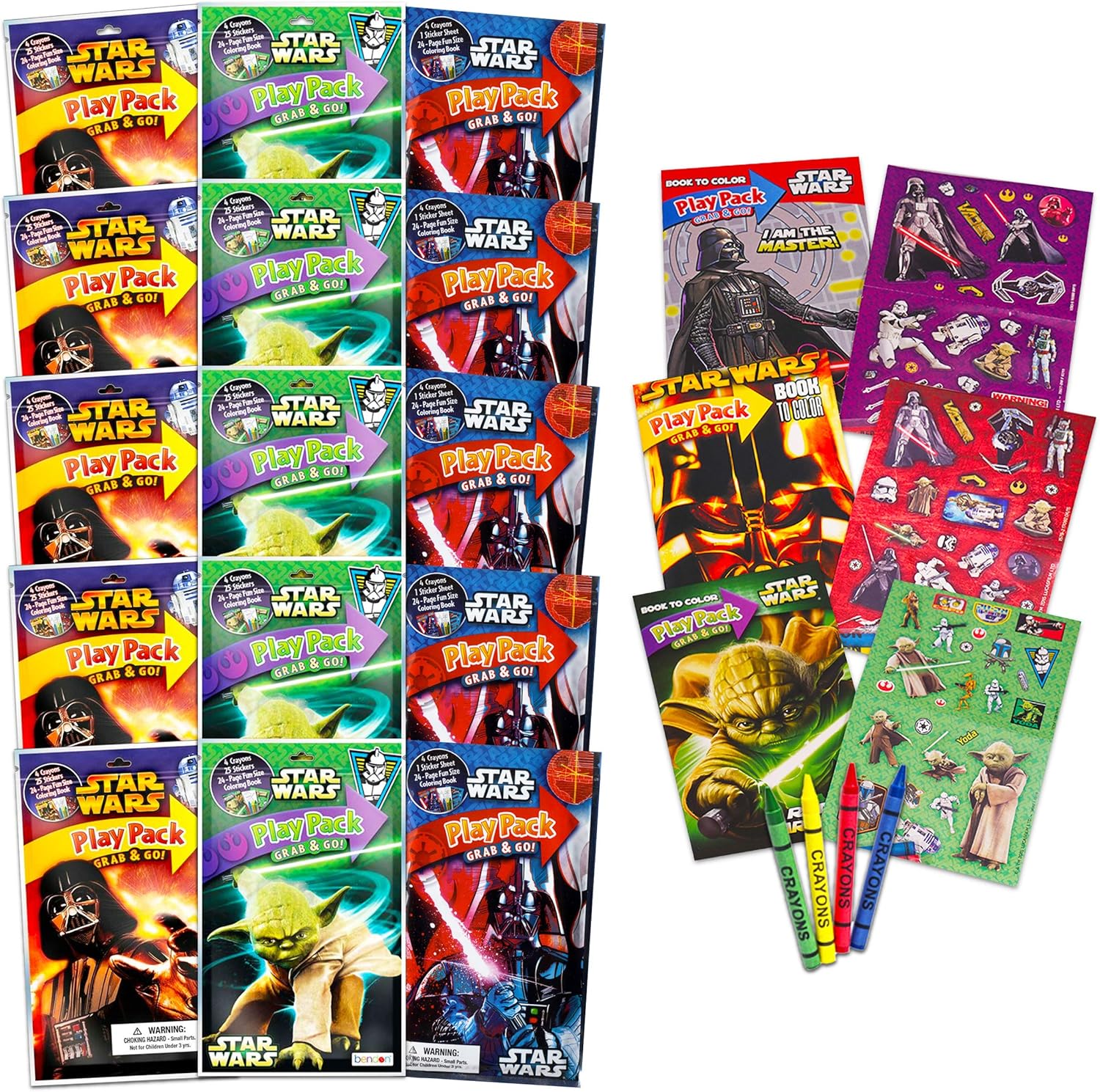 Star Wars Party Favors Set of 15 Kids Play Packs Fun Coloring Book Crayons Stickers (Star Wars Party Supplies for Kids Birthday): Toys & Games