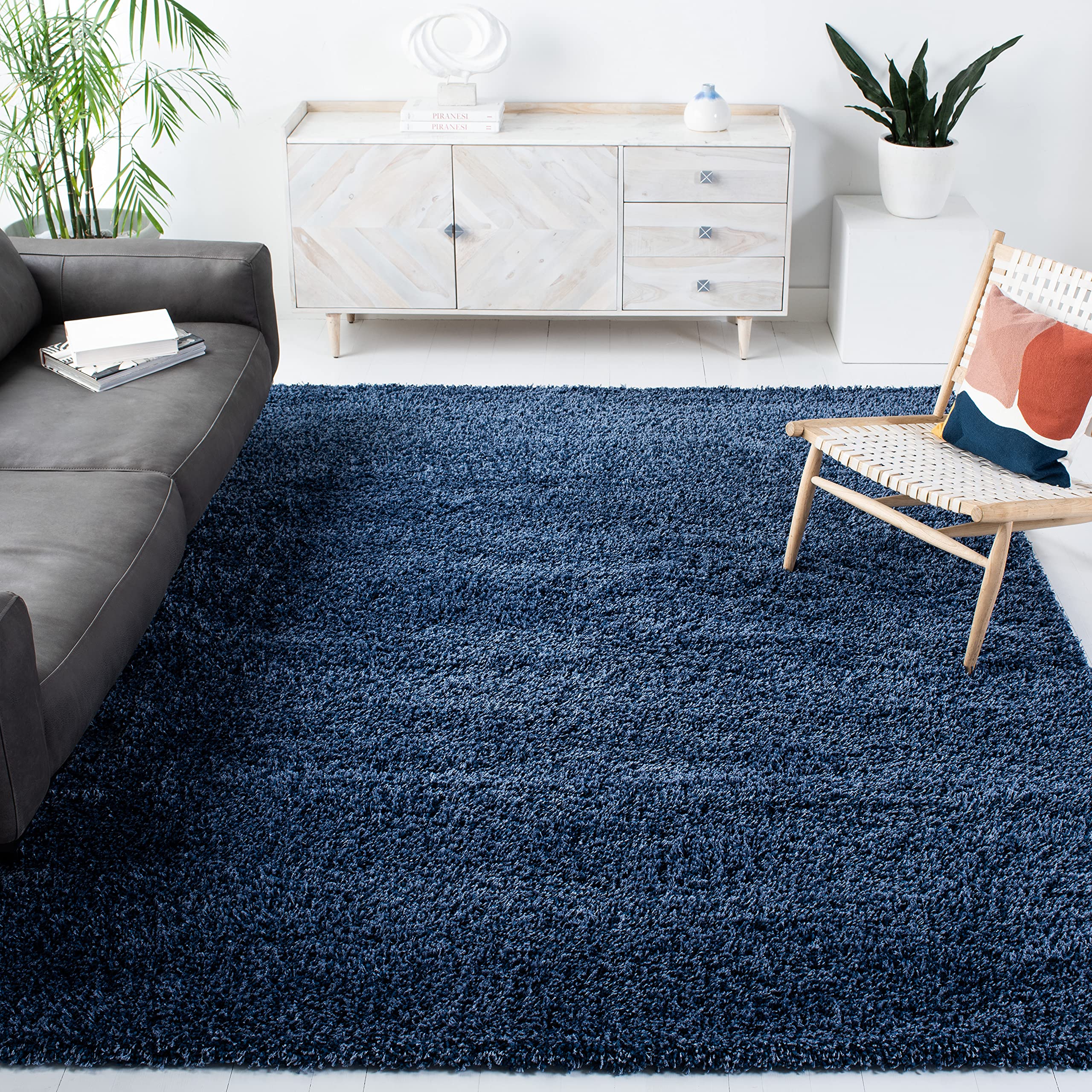 SAFAVIEH California Premium Shag Collection 11′ Square Navy SG151 Non-Shedding Living Room Bedroom Dining Room Entryway Plush 2-inch Thick Area Rug