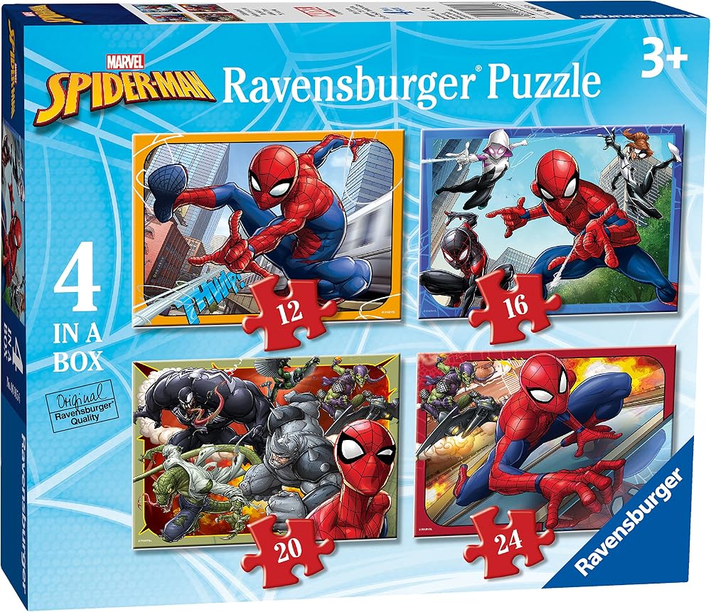 Ravensburger Marvel Spider-Man 4 in Box Jigsaw Puzzles 12/16/20/24 Piece