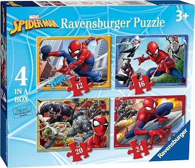 Ravensburger Marvel Spider-Man 4 in Box Jigsaw Puzzles 12/16/20/24 Piece