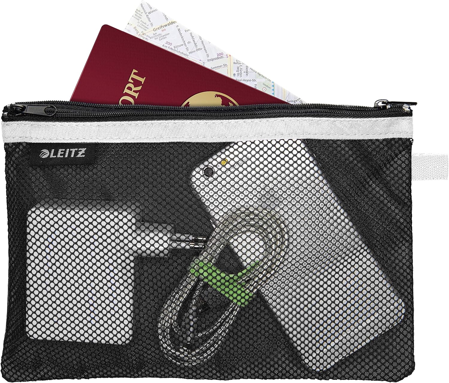 Leitz Wow 2-Pocket Pencil Case, Nylon Zip, Washable, Ideal Storage, Large (23x15cm) - Black, 40130095 - Image 3