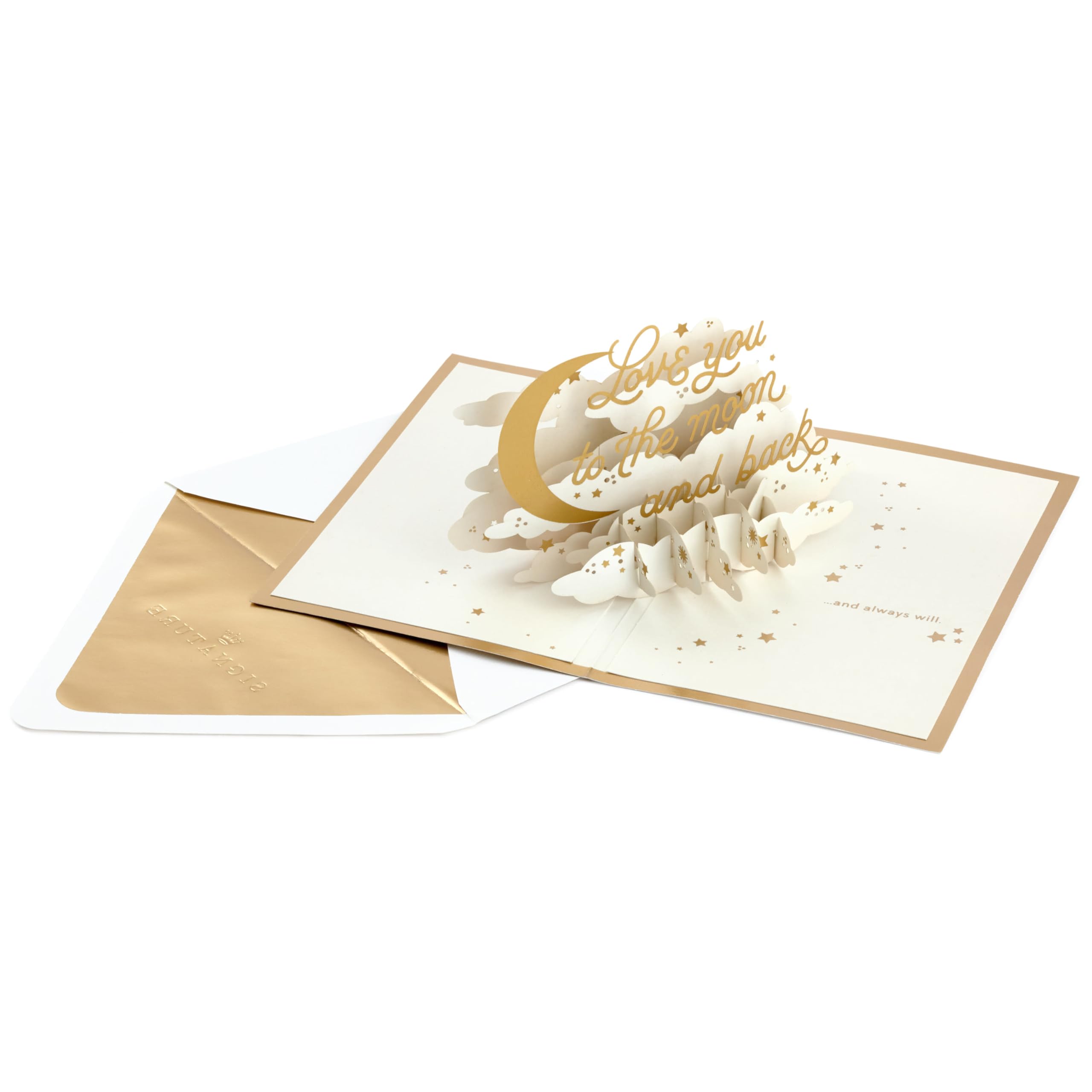 Hallmark Signature Paper Wonder Pop Up Anniversary Card, Love Card, Romantic Birthday Card, Sweetest Day Card, Grandparents Day Card (Moon and Back), White