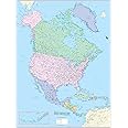 CoolOwlMaps North America Continent Wall Map Poster - Rolled (Laminated 24x32)