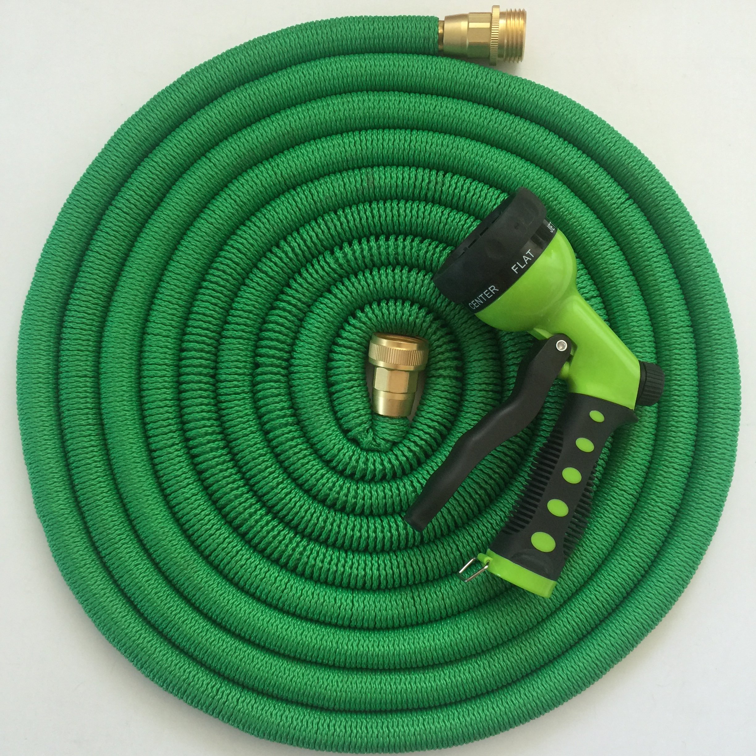 Expandable 50Ft Green Garden Water Hose By Jfsg Outdoor Strong Brass