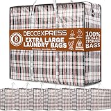DECO EXPRESS Laundry Bags XXL 107L Pack of 8 Durable Zip Storage Bags