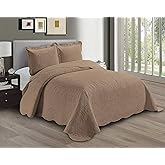 Linen Plus Embossed Coverlet Bedspread Set Oversized Solid Taupe Full/Queen Bed Cover Bedding New # Dana