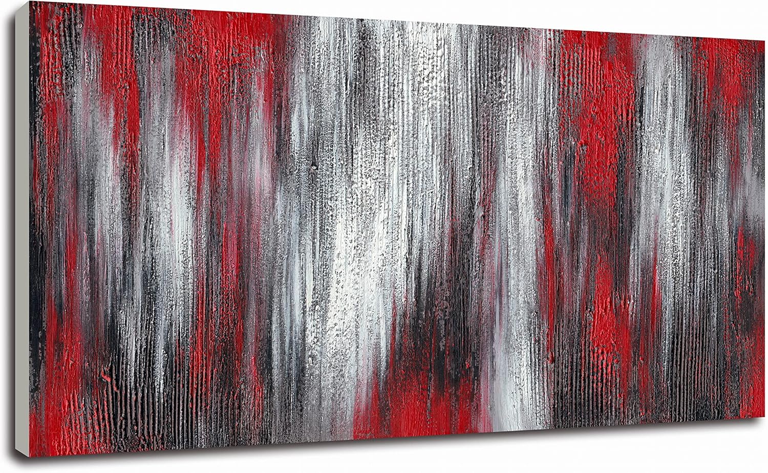 Paintings - Large Abstract Red Black White Canvas Wall Art Modern Hand Painted Textured Oil Painting Framed Ready to Hang 60x30inch for Living Room Decor for Bedroom Decoration