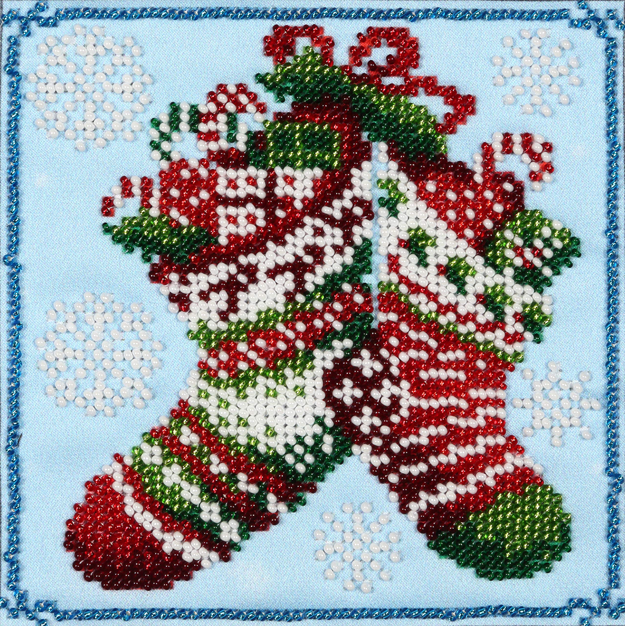 "Christmas Boots" Beads embroidery kit; contemporary embroidery; gift idea; needlepoint design; decor; seed beads Preciosa; Christmas Gift